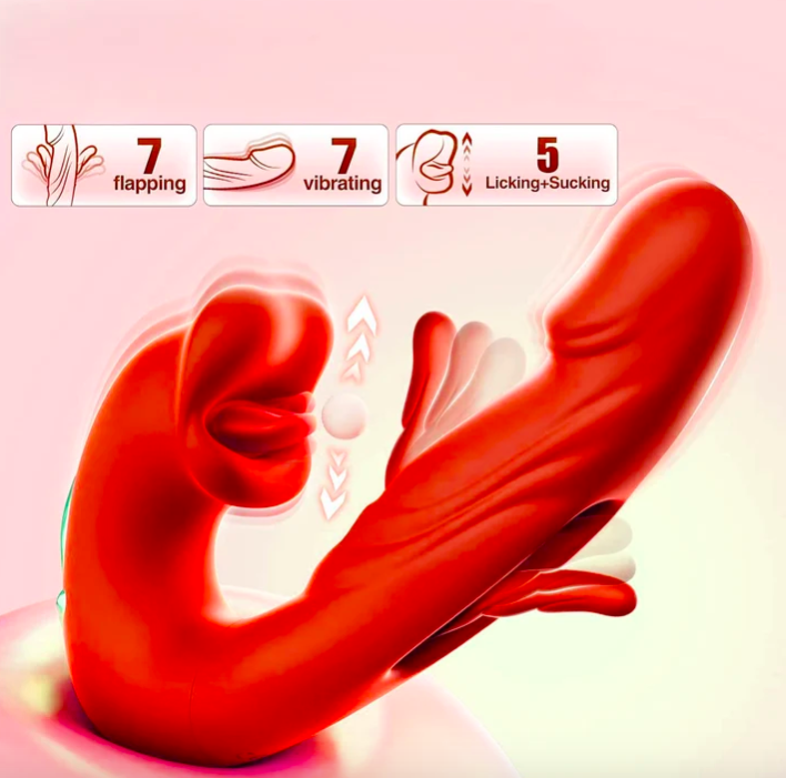 Dildo Rung Liếm Mút Đá Lưỡi Red Lips 3 Trong 1 Máy Massage Âm Vật Điểm G